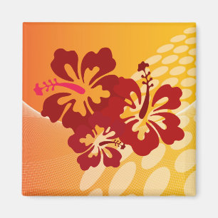Imán Diseño de hibiscus rojo oscuro