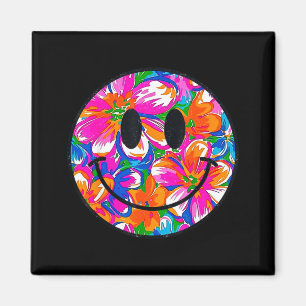 Imán Diseño de hombres sonrientes florales lindos de ve