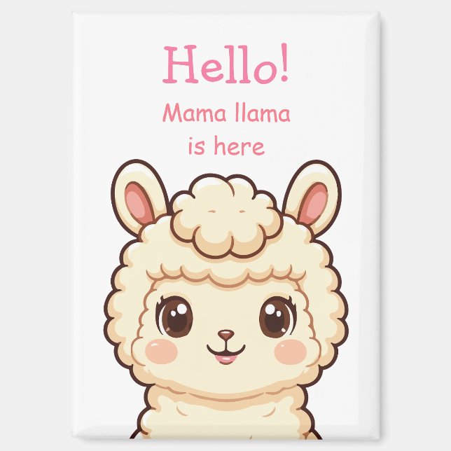 Imán Diseño de ilustración de llama linda (Anverso)