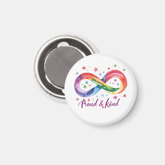 Imán Diseño de Infinito Arcoíris Orgulloso y Amable | O (Anverso/Reverso)