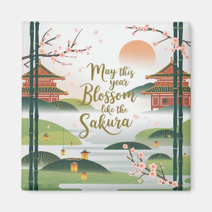 Imán Diseño de jardín japonés elegante - Flores de cere