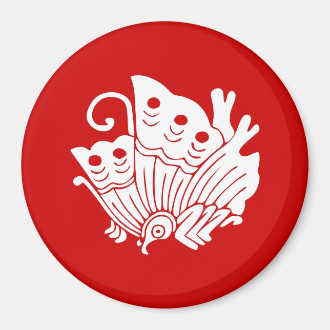 Imán Diseño de Kamon japonés con mariposa asiática (Frente)