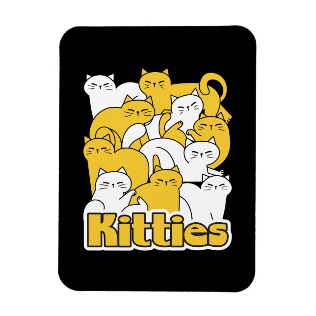 Imán Diseño de Kitties Chubby - Arte gato adorable (Vertical)