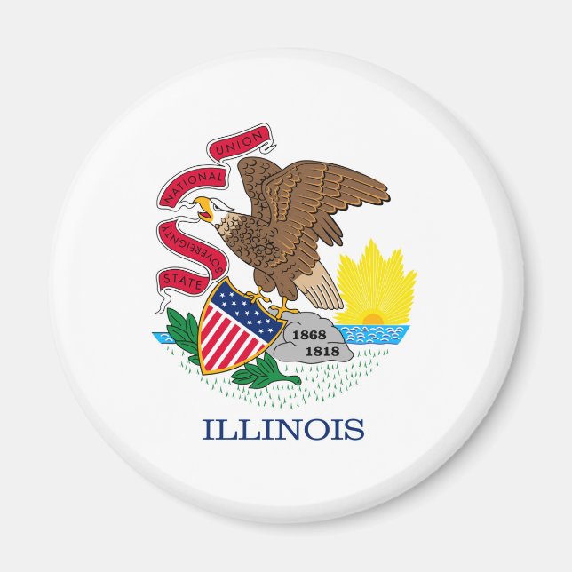 Imán Diseño de la bandera del estado de Illinois (Frente)