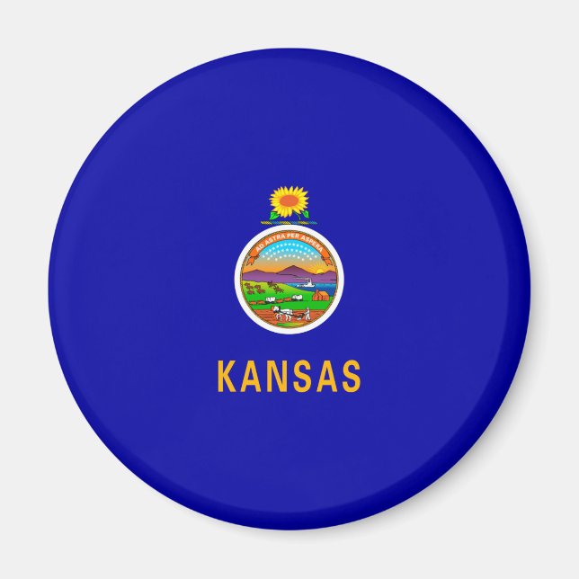 Imán Diseño de la bandera del estado de Kansas (Frente)