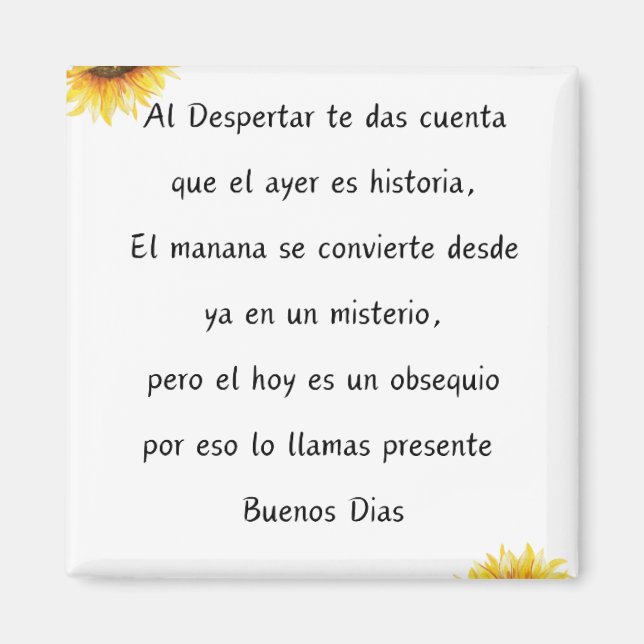 Imán Diseño de la cita de los Buenos días (Frente)