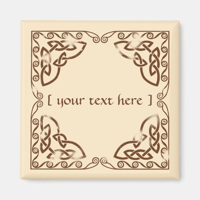 Imán Diseño de la frontera tribal del Knot celta de col (Frente)