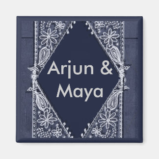 Imán Diseño de la India azul oscuro - Personalizado