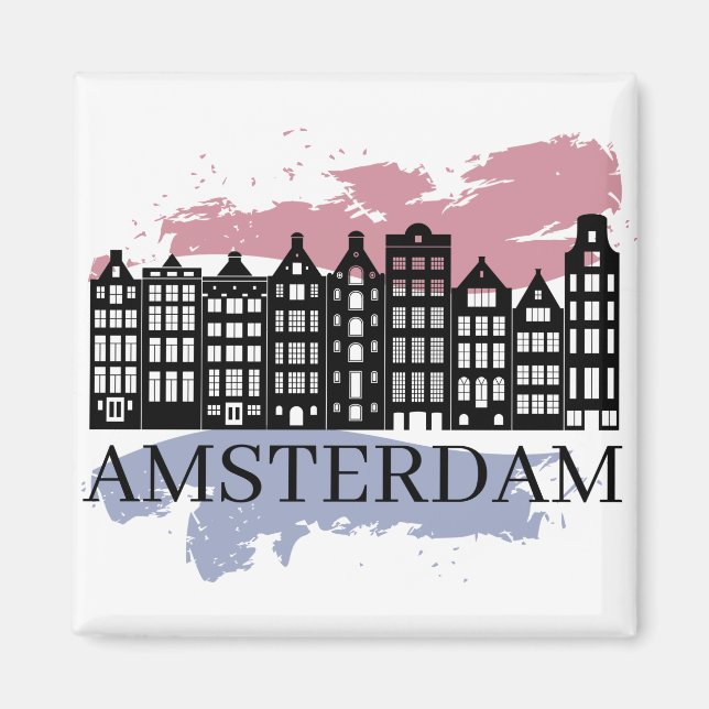 Imán Diseño de la línea aérea de Amsterdam 3 (Frente)