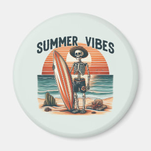 Imán Diseño de la playa de verano Vibes Skeleton Surfer