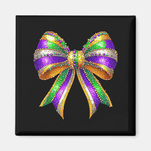 Imán Diseño de lazo Coquette de cuentas de Mardi Gras