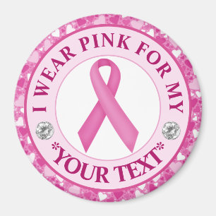 Imán Diseño de lazo rosa para la concienciación sobre e