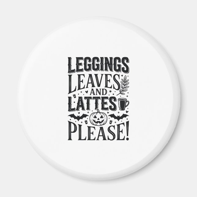 Imán Diseño de Leggings Hojas Lattes Halloween Otoño Ca (Frente)