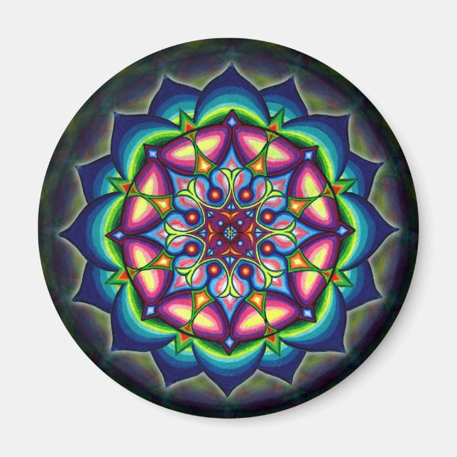 Imán Diseño de Lotus Mandala Por Rizzi DayO Knight Desi (Frente)