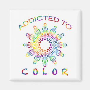 Imán Diseño de Mandala de Arcoíris Adicto al Color