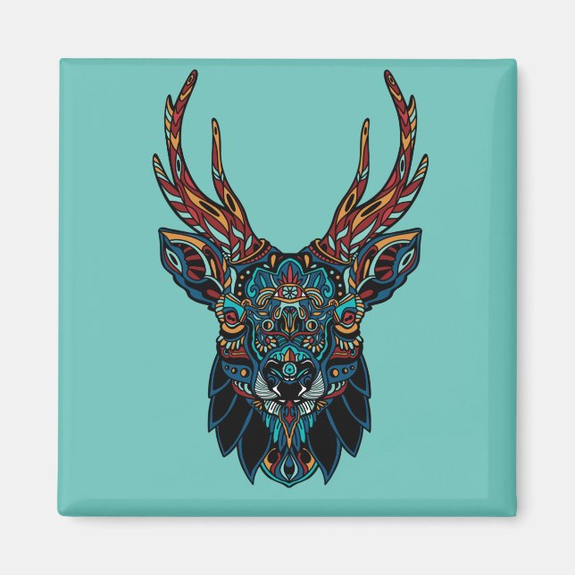 Imán Diseño de Mandala de Ciervo (Frente)