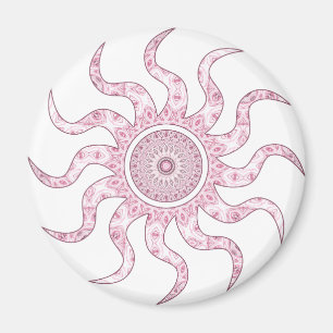 Imán Diseño de Mandala de Sol Rosa