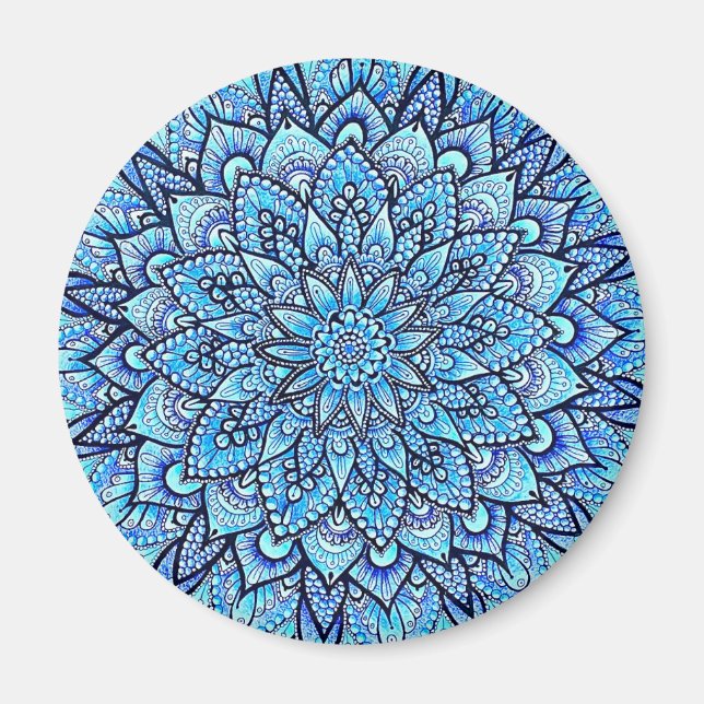 Imán Diseño de Mandala Dibujado a Mano con Lápiz de Col (Frente)