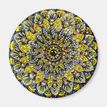 Diseño de mandala dibujado a mano en verde amarill