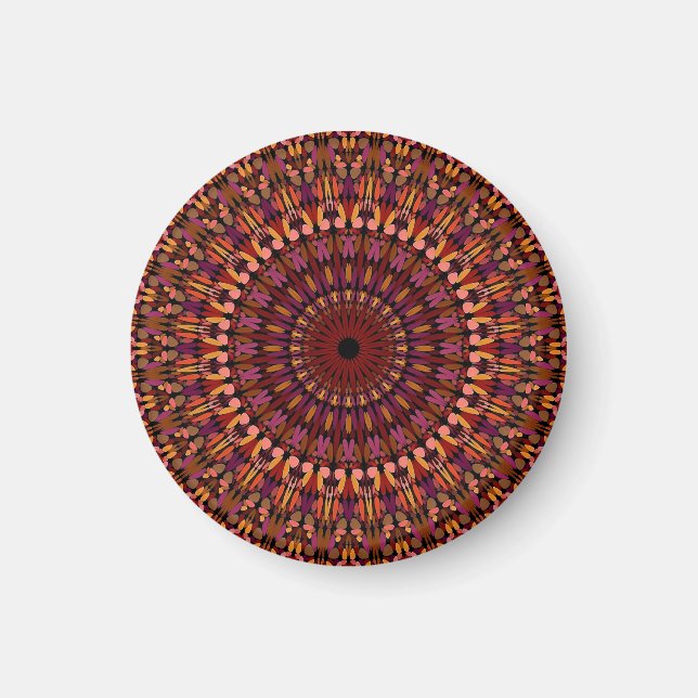 Imán Diseño de Mandala Marrón Floral (Frente)