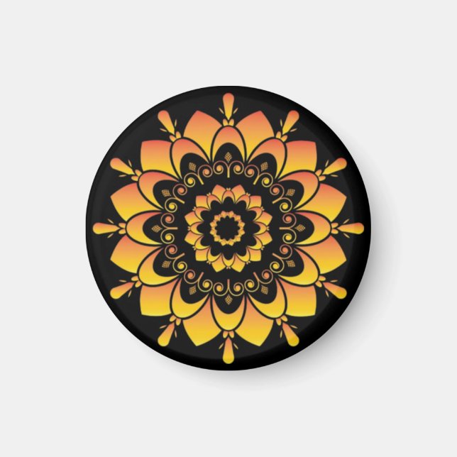 Imán Diseño de Mandala Único Dorado-95748 (Frente)
