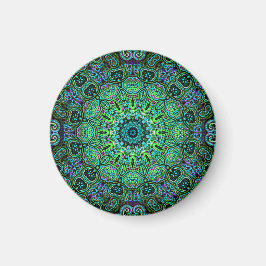 Imán diseño de mandala verde esmeralda