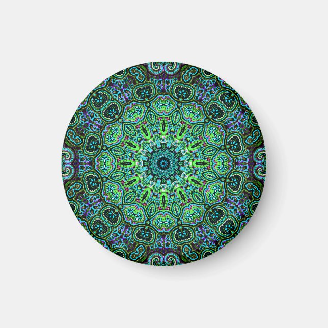 Imán diseño de mandala verde esmeralda (Frente)