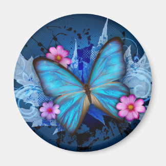 Imán Diseño de mariposa azul