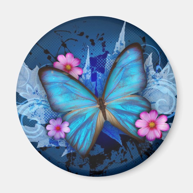 Imán Diseño de mariposa azul (Frente)