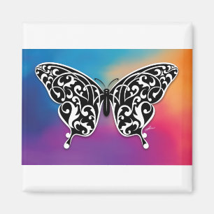 Imán Diseño de mariposa con colores del atardecer