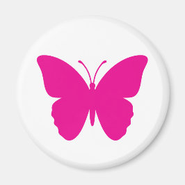 Imán Diseño de mariposa rosa caliente redondo