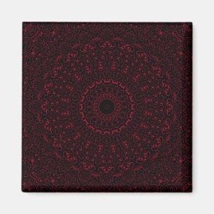 Imán Diseño de medallón rojo burdeos y negro
