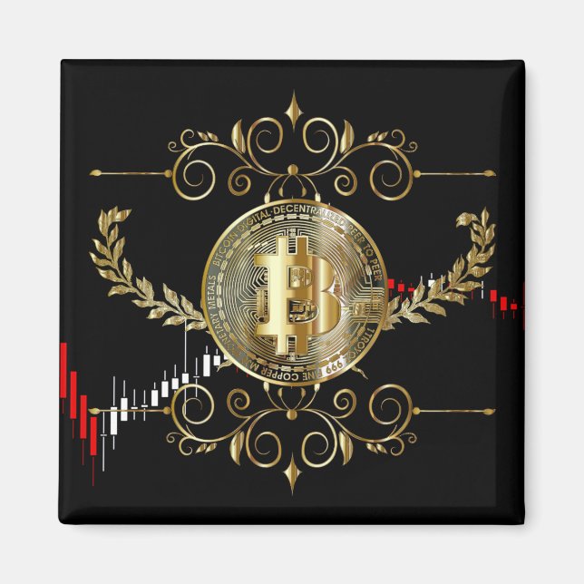 Imán Diseño de moneda de oro de Bitcoin (Frente)