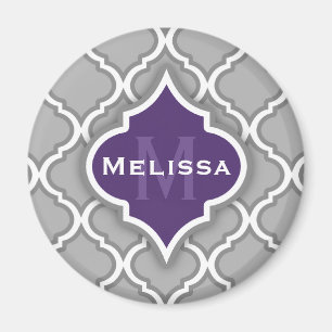 Imán Diseño de mosaico marroquí morado y gris