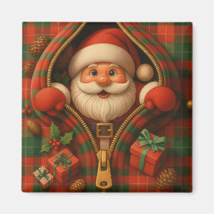 Imán Diseño de Navidad de Santa Claus a cuadros 