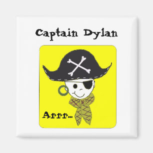 Imán Diseño de nombre de capitán pirata