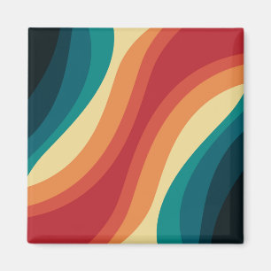 Imán Diseño de ondas de estilo retro multicolor