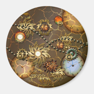 Imán Diseño de oro de Steampunk con los relojes y los