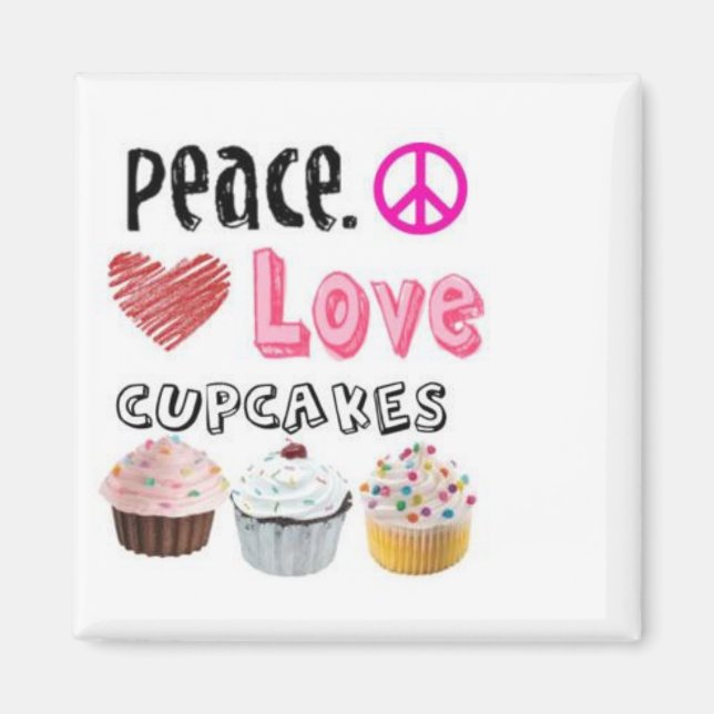 Imán Diseño de pastelitos de Peace Love Cupcakes (Frente)