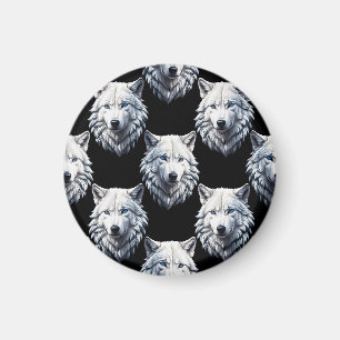 Imán Diseño de patrón de cabeza de lobo blanco