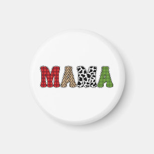 Imán Diseño de patrón de cuadros de Mama Christmas