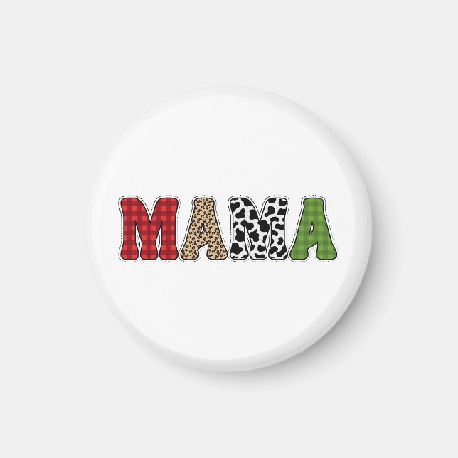 Imán Diseño de patrón de cuadros de Mama Christmas (Frente)