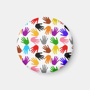 Imán Diseño de patrón de huella de mano colorida blanca