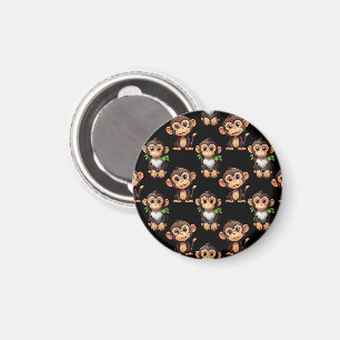 Imán Diseño de patrón de mono negro