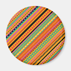 Imán Diseño de patrones aztecos nativos de color lindo