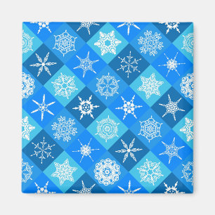 Imán Diseño de patrones de copos de nieve azul
