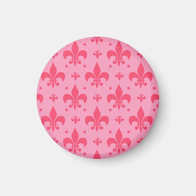 Imán Diseño de patrones de flor rosado de lis (Frente)