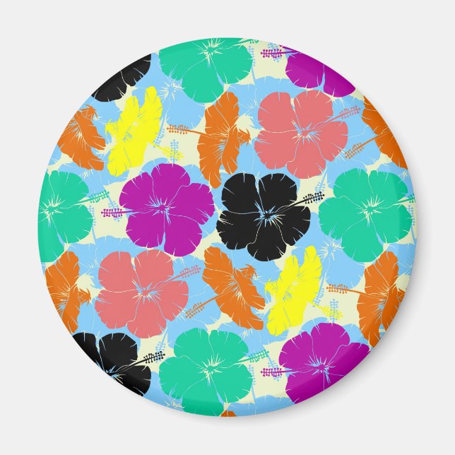Imán diseño de patrones de flores coloridas (Frente)