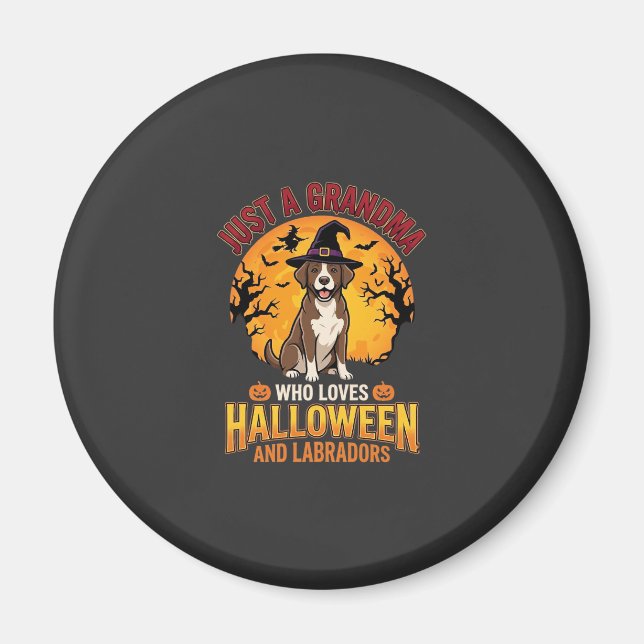 Imán Diseño de perro abuela de Halloween Labrador_1 (Frente)