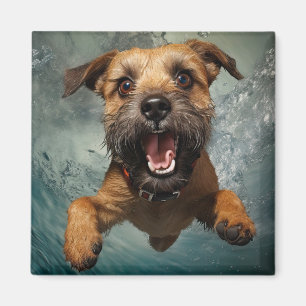 Imán Diseño de perro juguetón nadando bajo el agua
